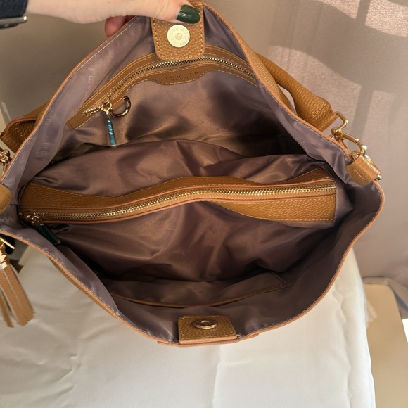 Pom Pom London Lambeth Leather Convertible Bucket Bag Maple Brown - Picture 14 of 16